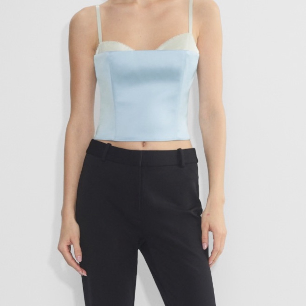 Aritzia Hypnotize Satin Blue top